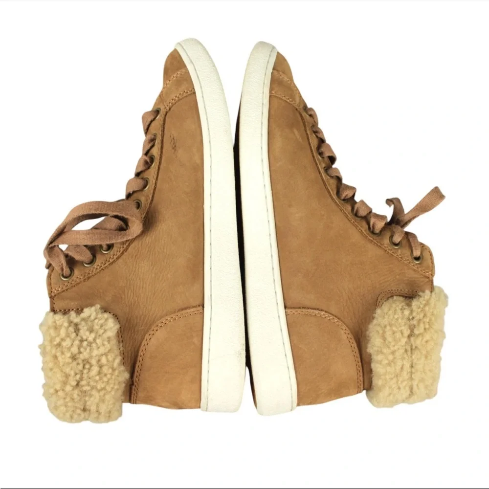 UGG Brown Leather High Top Lace Up Zipper Boots 1019716 Womens SIze US 9.5